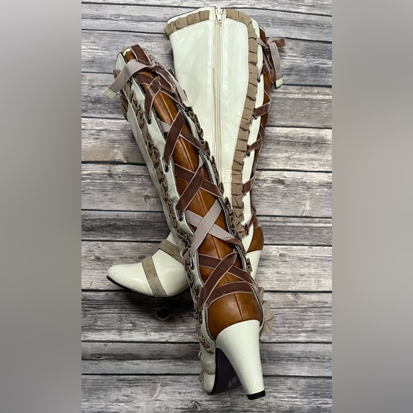 Betty Blu Halter lace up round tie tall boots - Picture 5 of 5